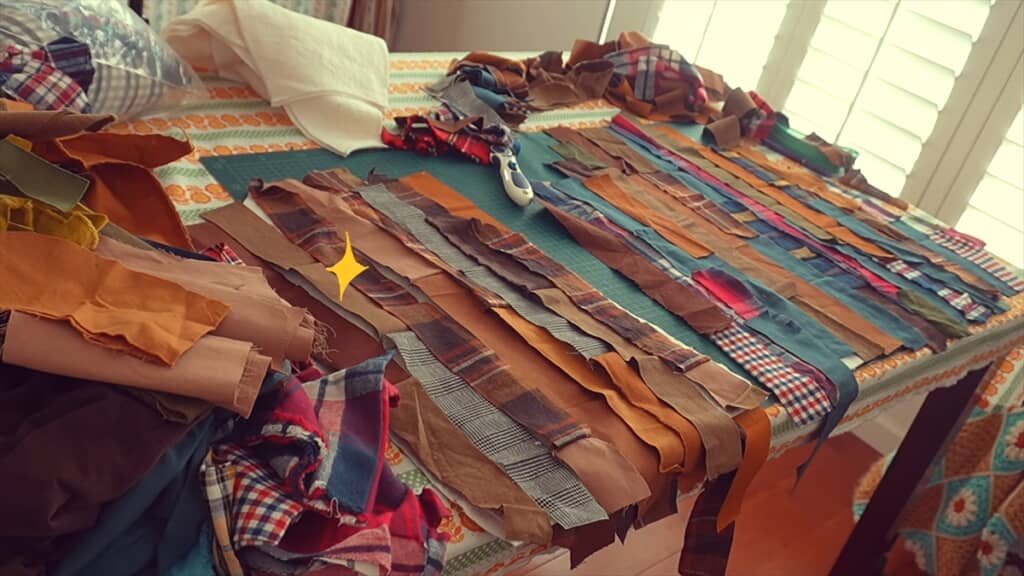 ユニクロのダウンをリメイクしたパッチワークコート