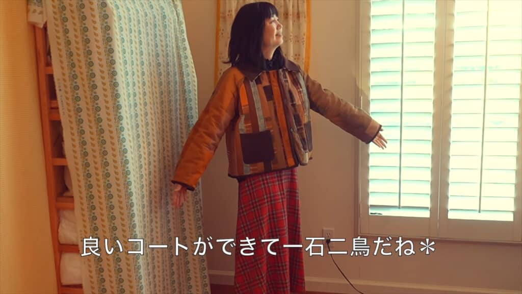 ユニクロのダウンをリメイクしたパッチワークコート