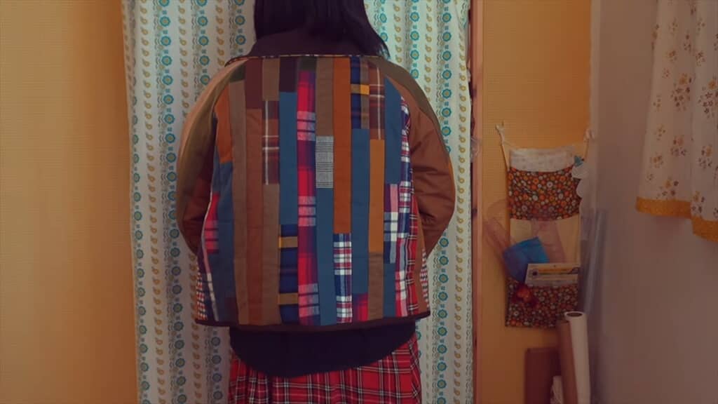 ユニクロのダウンをリメイクしたパッチワークコート