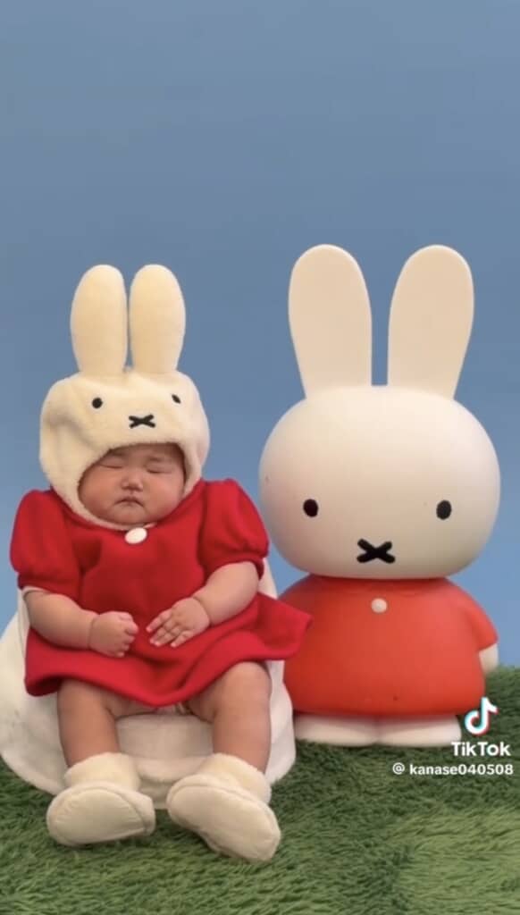 ハーフバースデーの記念撮影している赤ちゃん