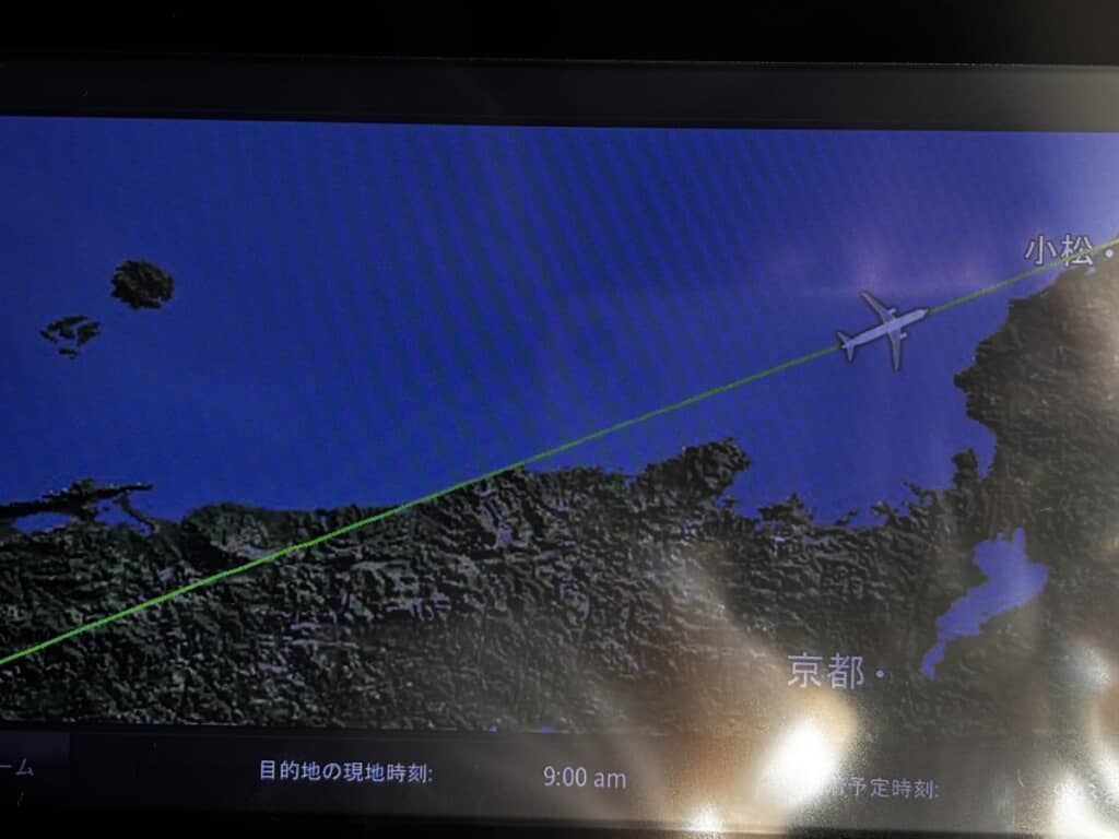 日本海上空を飛行していることを示すマップ