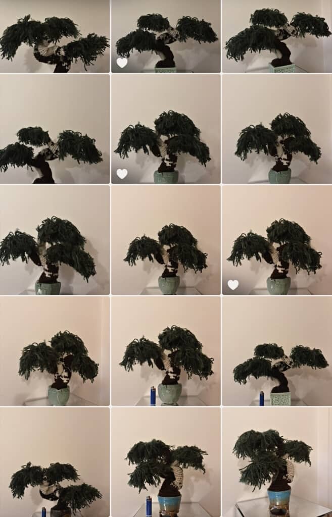 anriさんが手掛けたニット盆栽たち