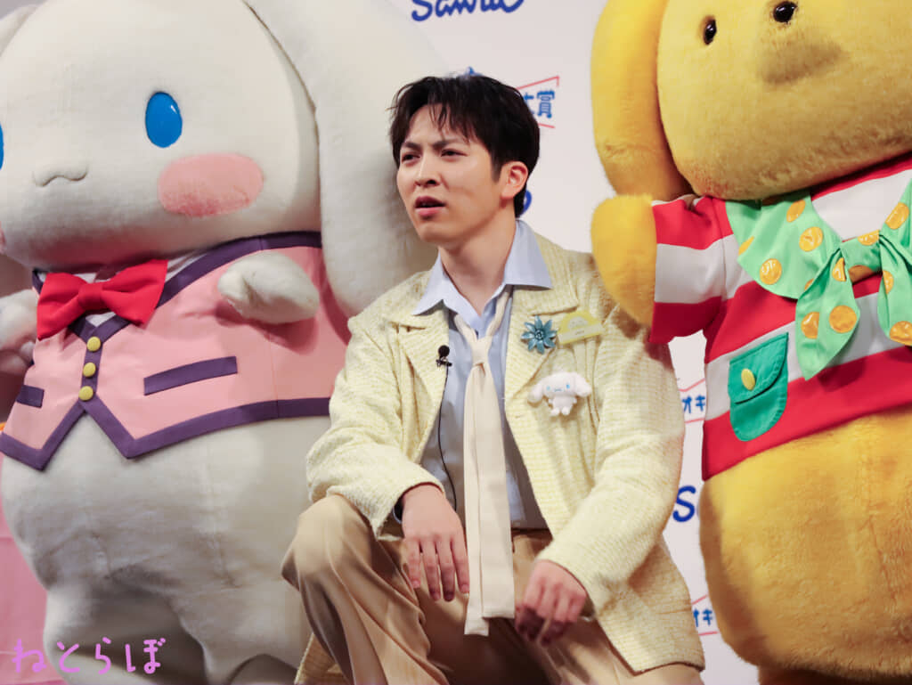 シナモロール、吉田仁人、ポムポムプリン（編集部撮影）