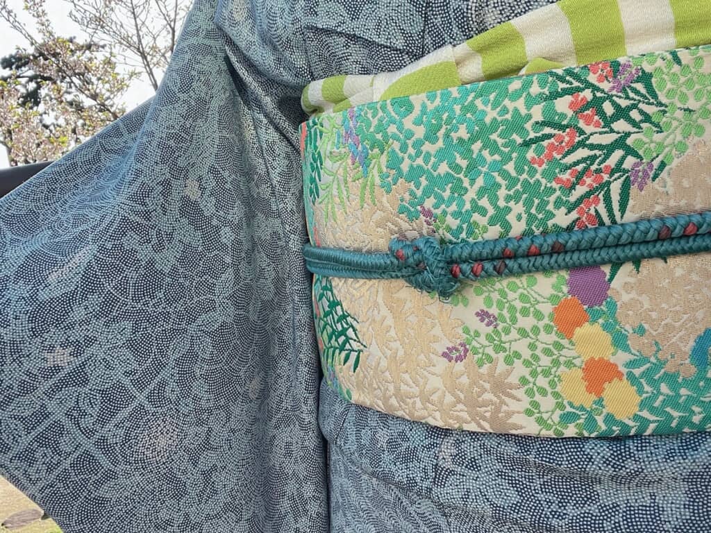 鮫小紋の着物と合わせたコーデ