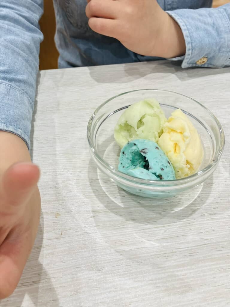 5歳児の色彩感覚に驚くアイスの盛り付け