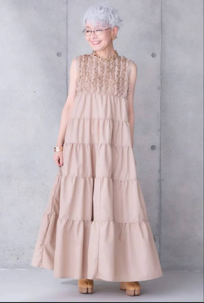 ロングワンピースを着た野田さん