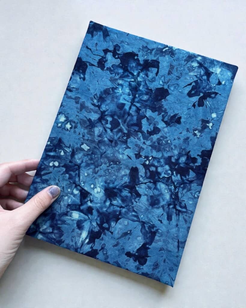 藍色に染めて着彩した絵