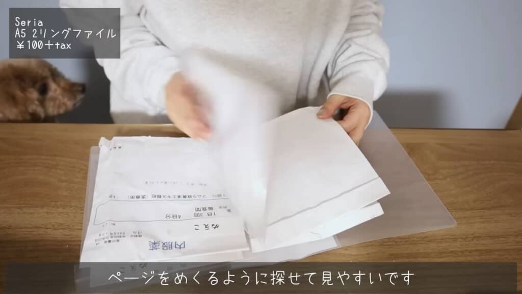 A5 2リングファイルで薬を袋ごと管理