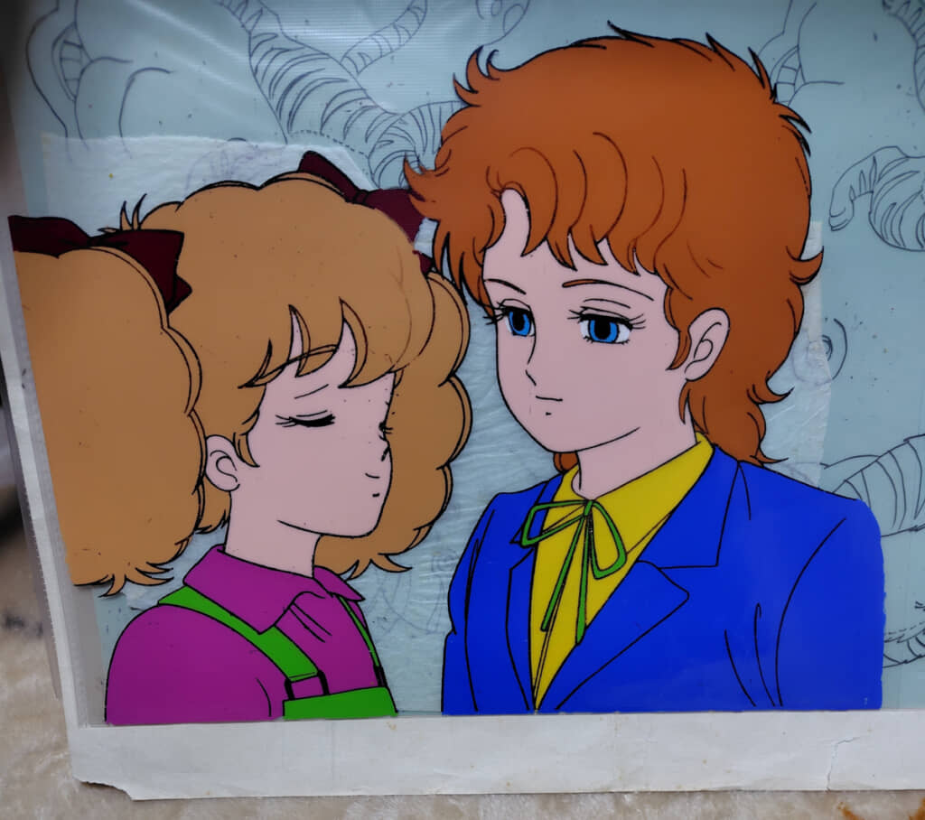 「ハロー！レディリン（1988～1989年）」のものと思われるセル画。ロッズさんいわく、「手元にあるってことは何らかの理由で納品されなかったセル画だと思うので、色指定を間違って塗っちゃったやつかも」