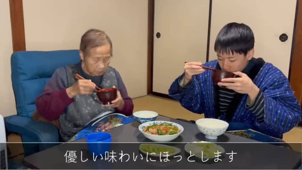 おばあちゃん手作りの夕食に心も満たされます