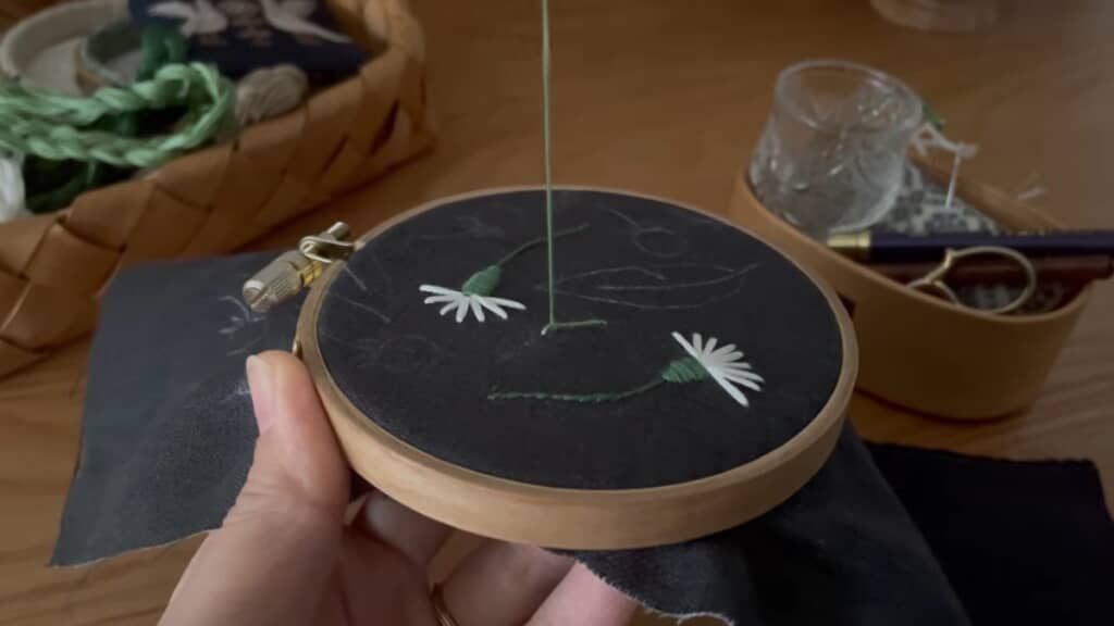 丁寧に針を刺していくと