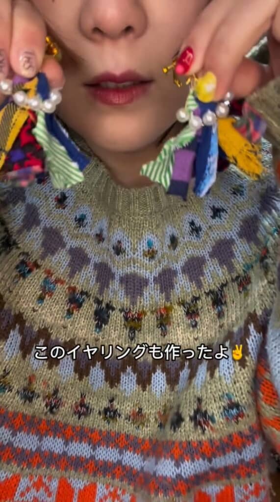 イヤリングも手作り