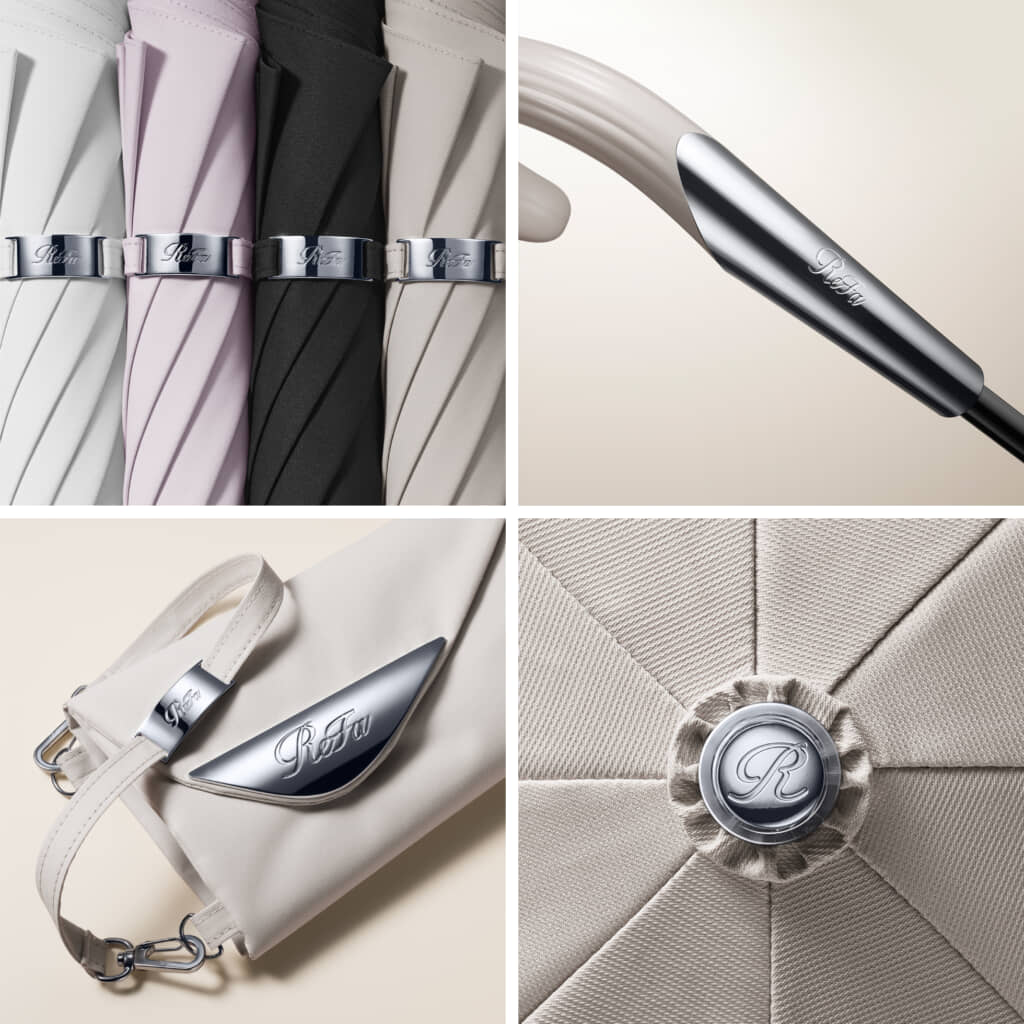 各所にロゴ付きの金属パーツを配置