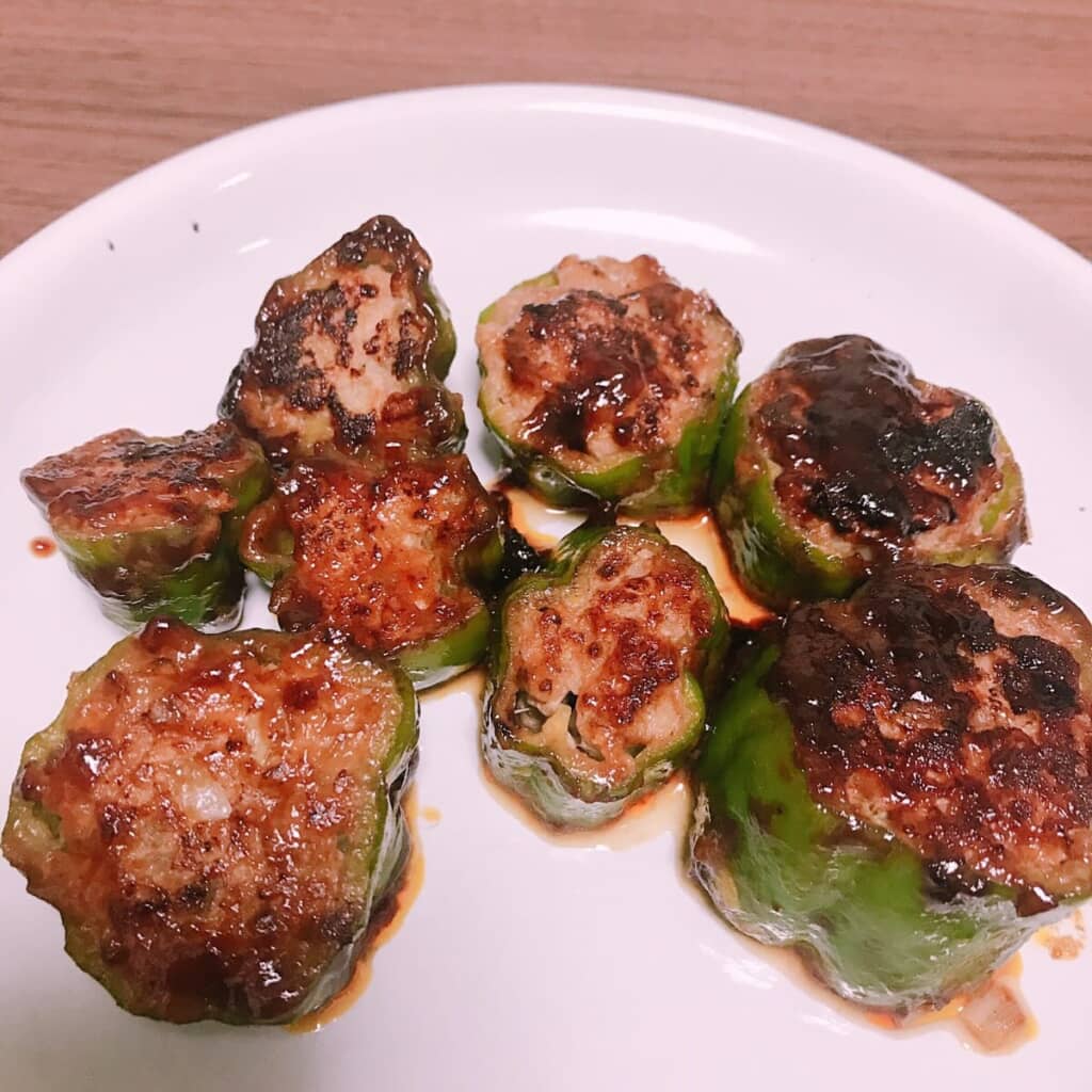 付き合いたての頃に作ったピーマンの肉詰め