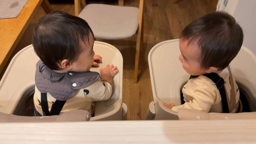 見つめ合う双子ちゃん