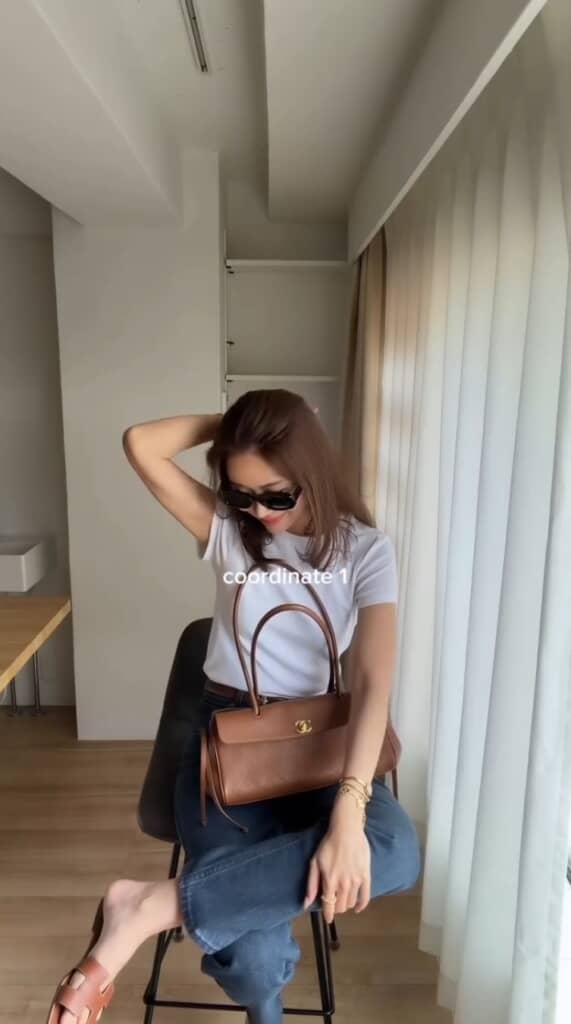 プチプラ服×ハイブラ小物で雰囲気を格上げ
