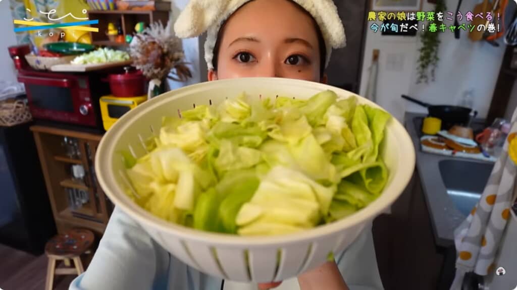 しっかり湯切りしたキャベツ