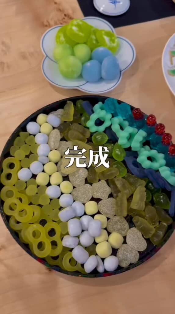 青と緑のおやつプレート