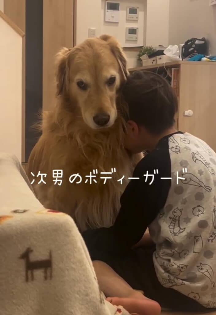 ボディーガードのように次男くんを守ります