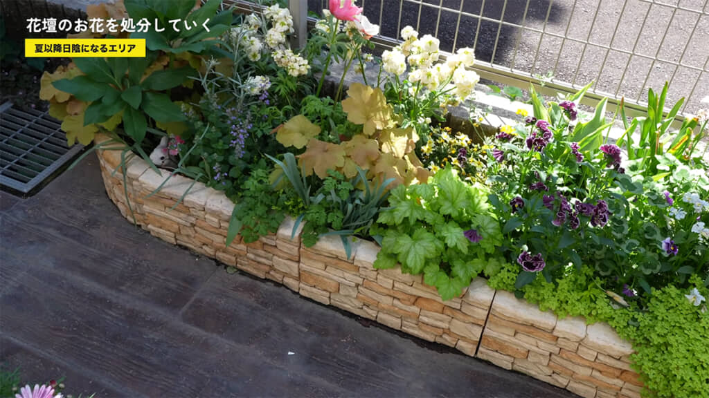 まずは細めの花壇からやっていきます