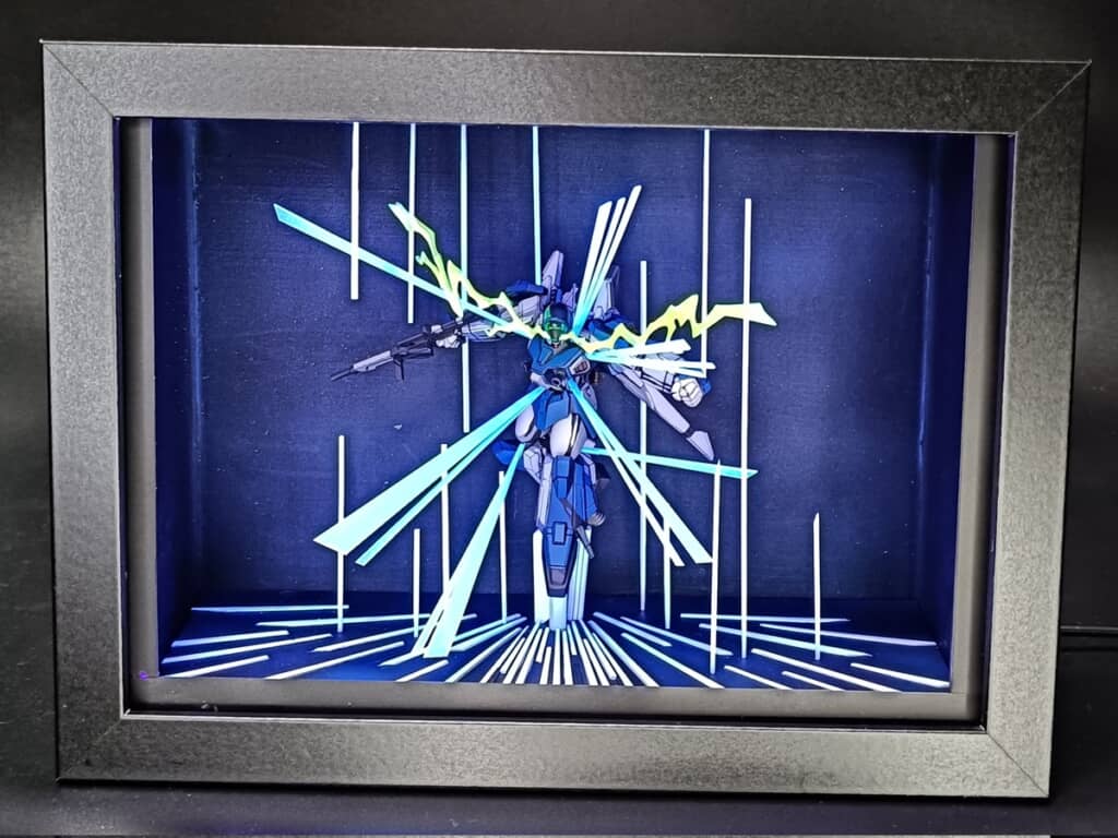 アニメ風塗装を施したニューレイズナーと撮影用のスタンド