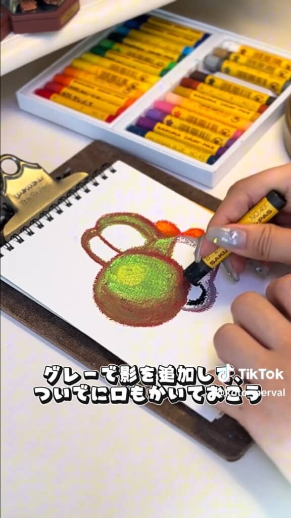 口の周りはグレーで影を付けます