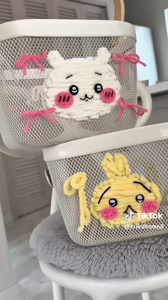 ふわふわのちいかわとうさぎがかわいいカゴの完成！