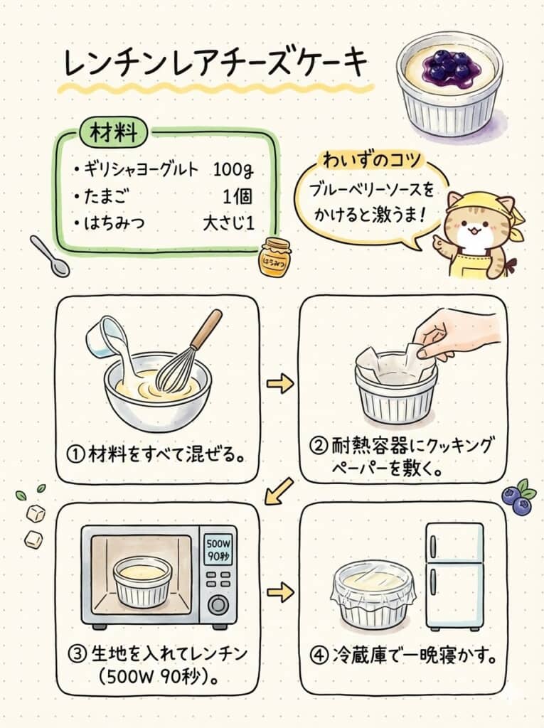 レアチーズケーキのレシピ