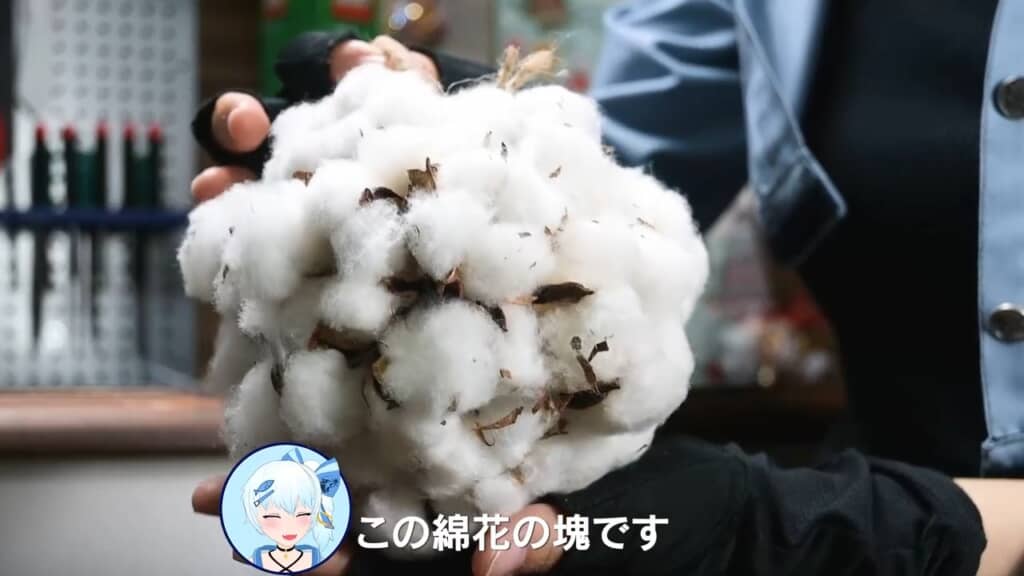 ぎゅうぎゅうにまとまった綿花の塊。よく見ると何かに似てる……?