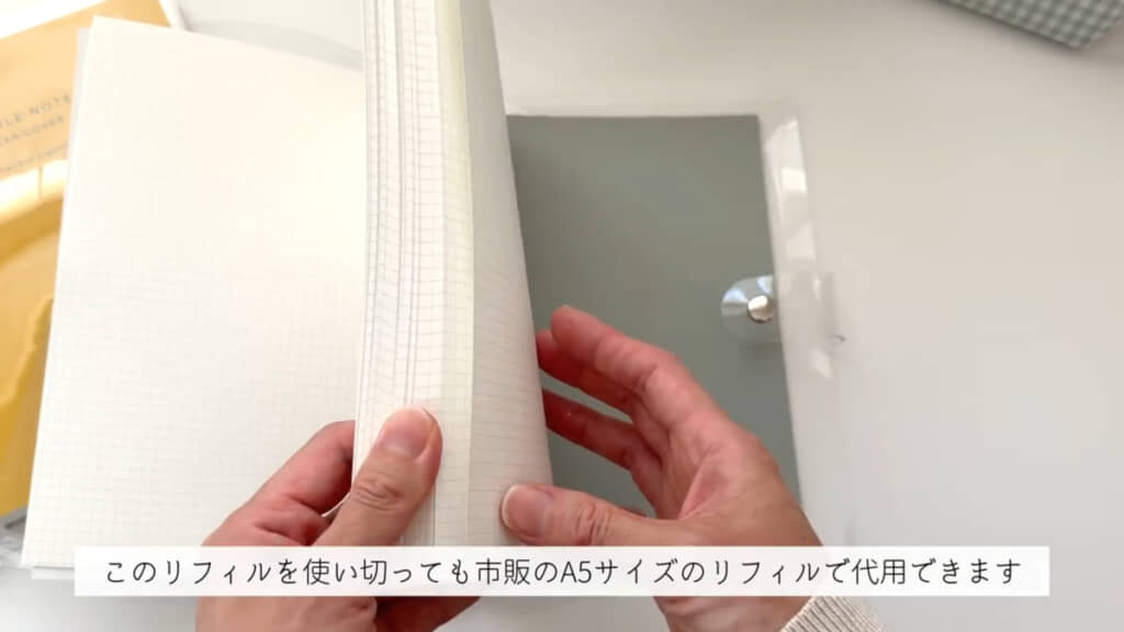 方眼ノートがメインで、最後に少しグレーの無地が入っています