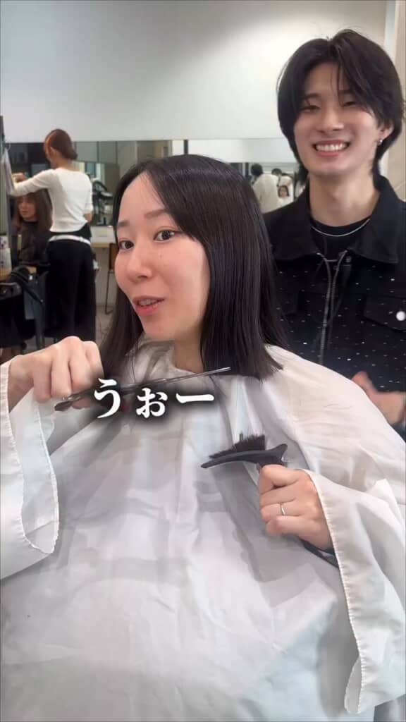 自分の手で長髪とお別れ