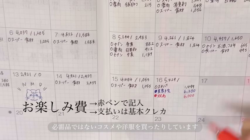 「お楽しみ費」は生活費やお高め生活費とは別の色で記入