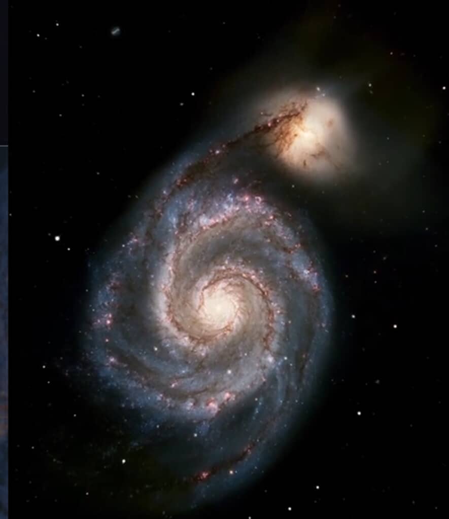 NASAのウェッブ宇宙望遠鏡が捉えた子持ち銀河（M51）
