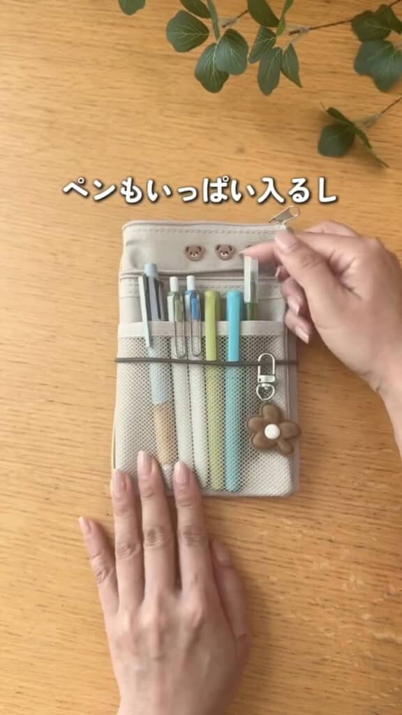 メッシュポケットはペン入れにぴったり