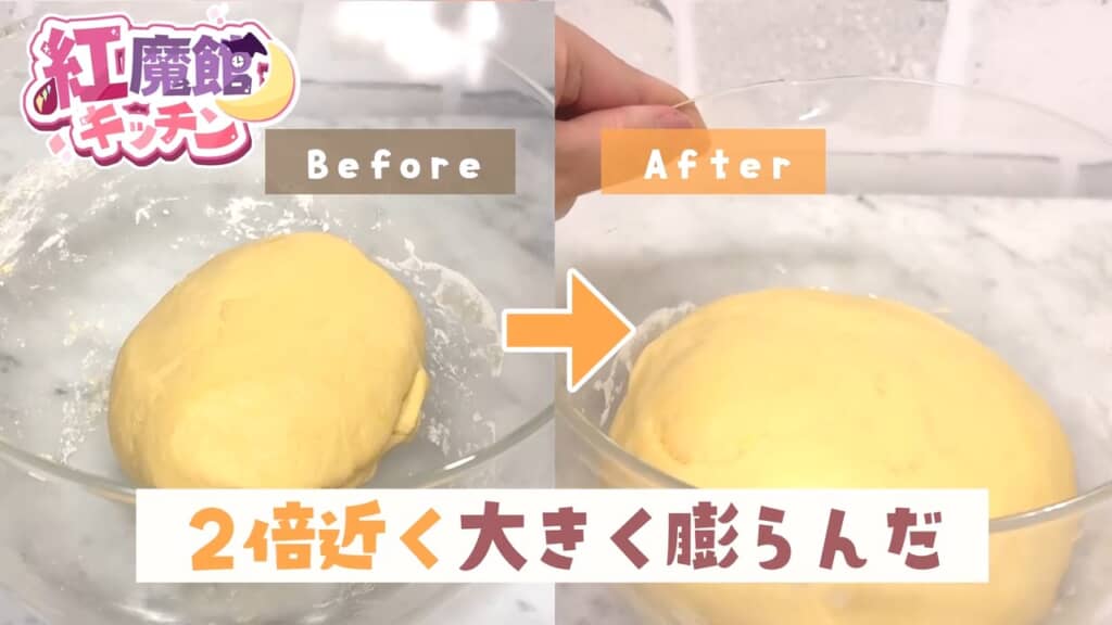 2倍ほどに膨らんだときが成形を始める目安