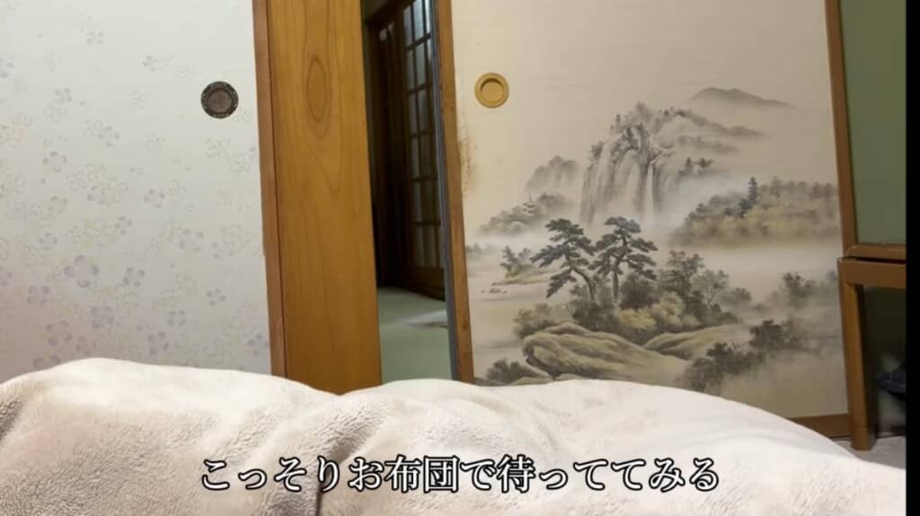 泊まることを知らないはるちゃんにドッキリ