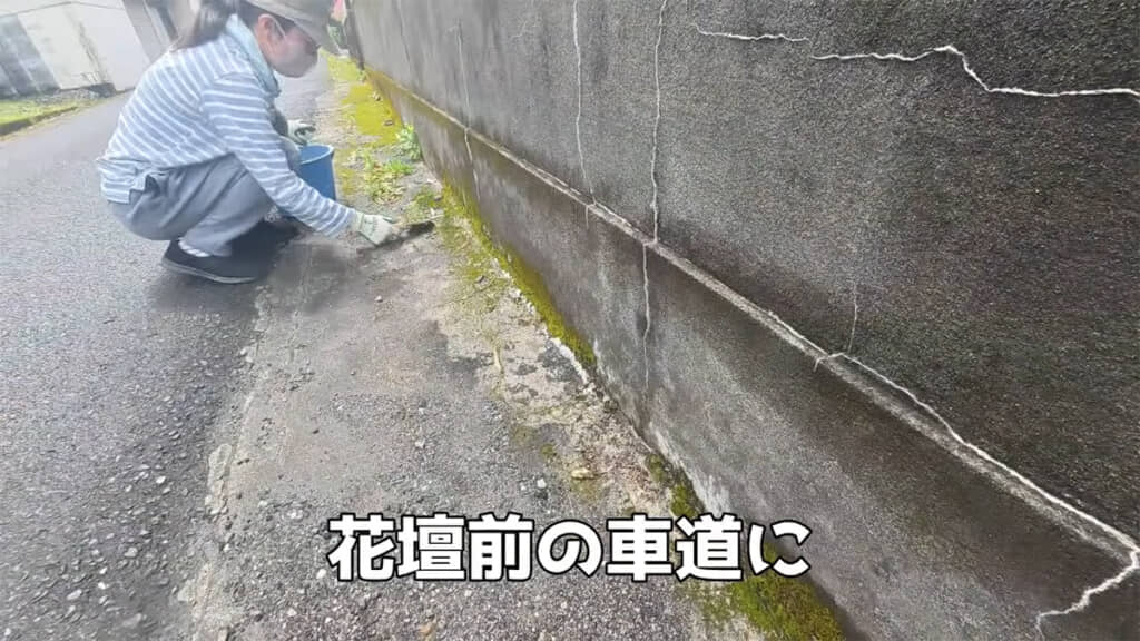 まずは花壇前の車道から