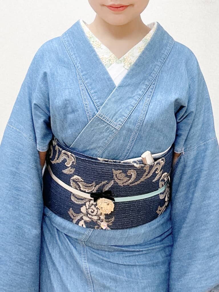 藤間さんのデニム着物コーデ