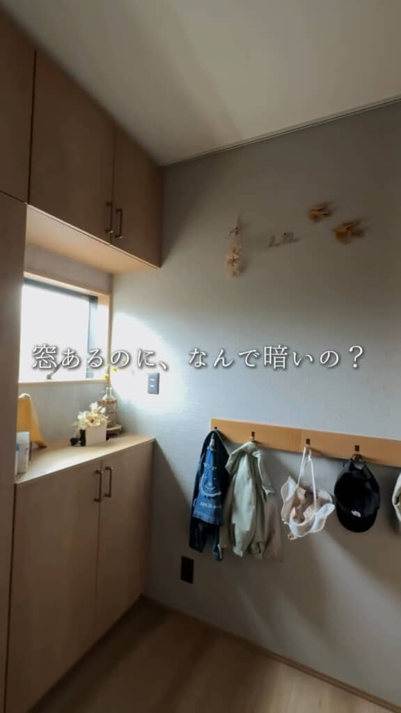 昼でも自然光だけだと薄暗い玄関