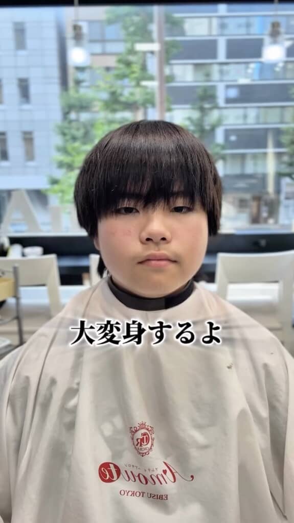 直毛が悩みの中学2年生の男の子