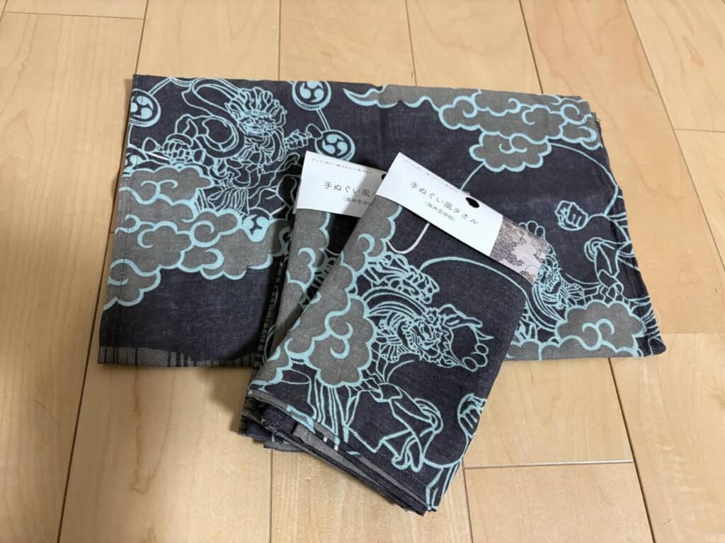 使用したセリアの手ぬぐい