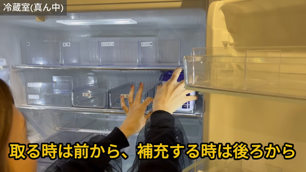 古いものは前、新しいものは後ろ