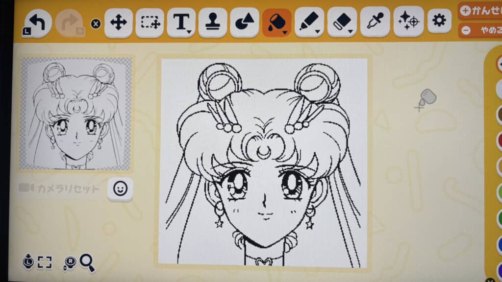 Miiの顔をより細かく表現できる、フェイスペイント機能で描いたセーラームーン。絵、めっちゃうま……!