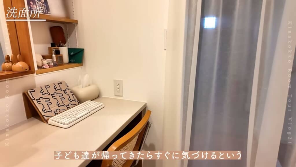 洗面所の流しの右隣が仕事場
