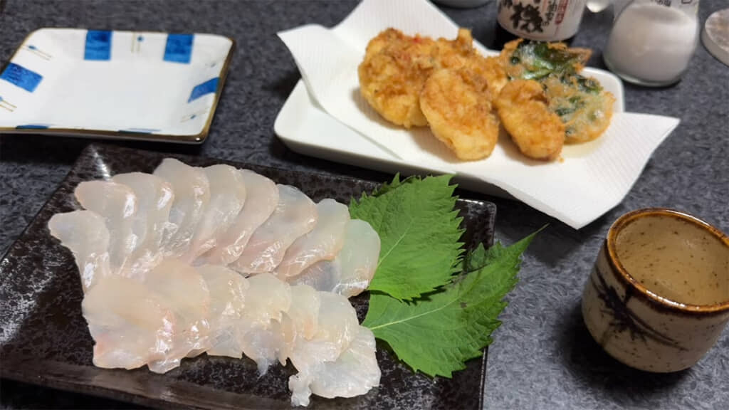 イラはお刺身とフライにしました