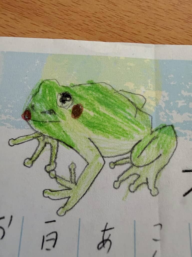 カエルの絵も上手! 足の描き方がリアルです