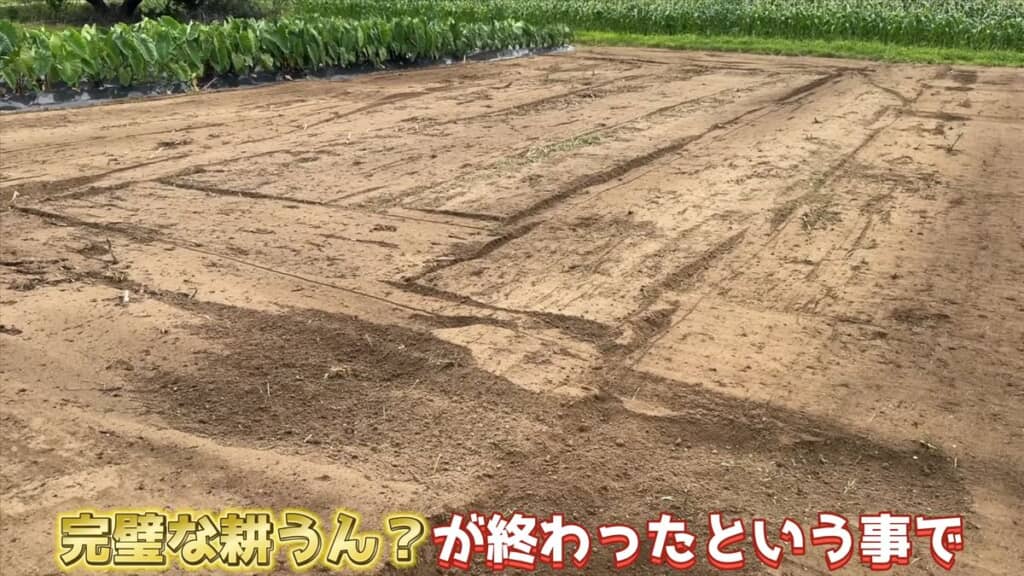 トラクターで耕うんした後の畑
