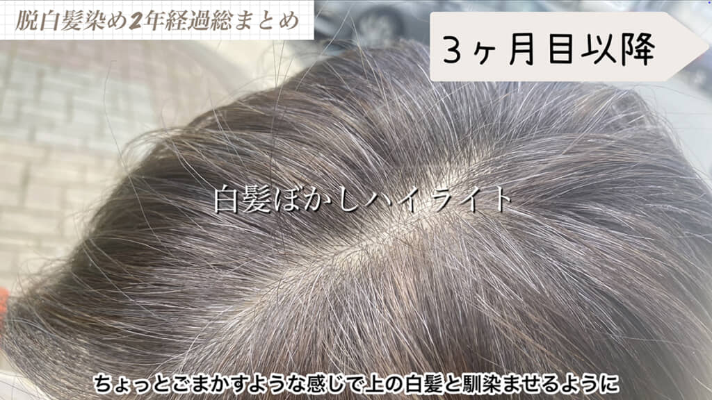 ある程度伸びてきたらハイライトカラーでぼかしを入れて……