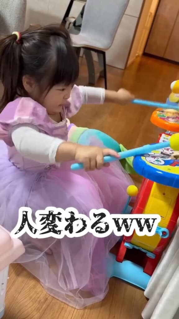 ドラム前では人が変わったように!