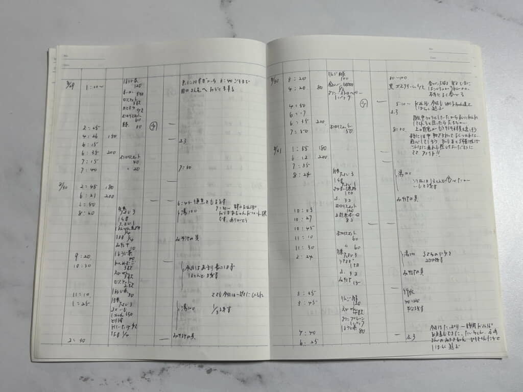 余白にある言葉には成長を喜ぶ気持ちがあふれているようです